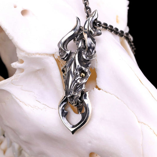 【Silver Monsters】日本前衛宗師 Glam Scale 機甲王 銅珠金眼 羊角惡魔咬環 純銀吊墜