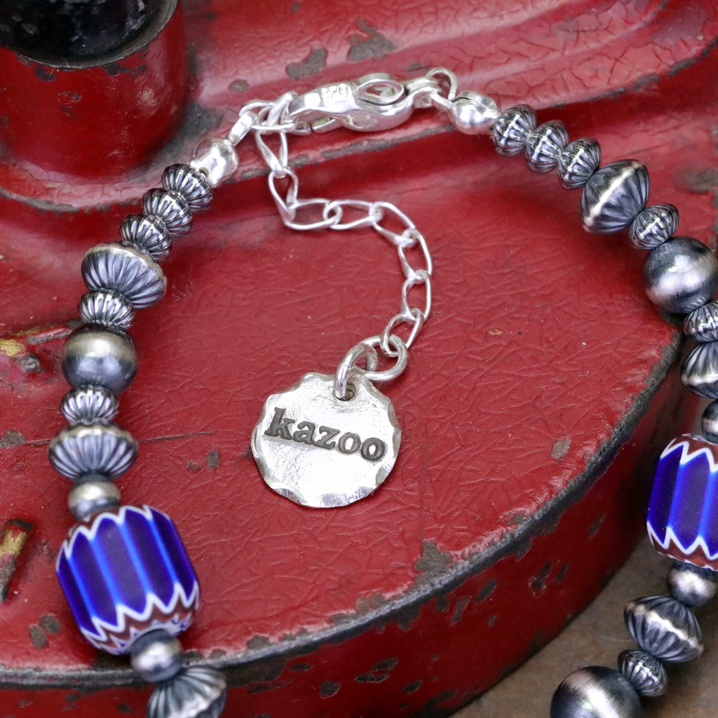 【Silver Monsters】日本手作 Kazoo 義大利制老雪佛蘭珠/做舊銀貝銀珠 復古純銀手鍊