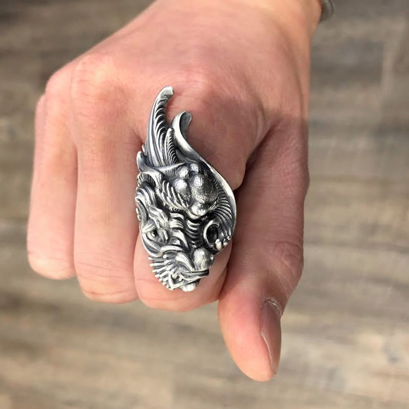 【展示品出清】日本雕畫雙絕 Dual Flow 細緻雕工 經典傳統盤龍 純銀神龍戒