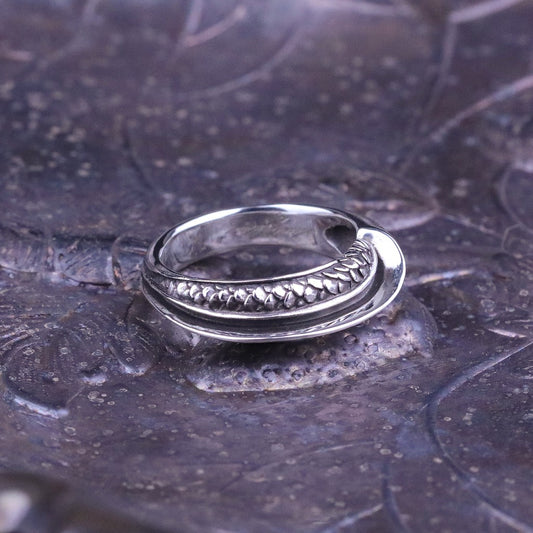 【Silver Monsters】 日本職人手作雕畫雙絕Dual Flow 細版龍鱗純銀戒指