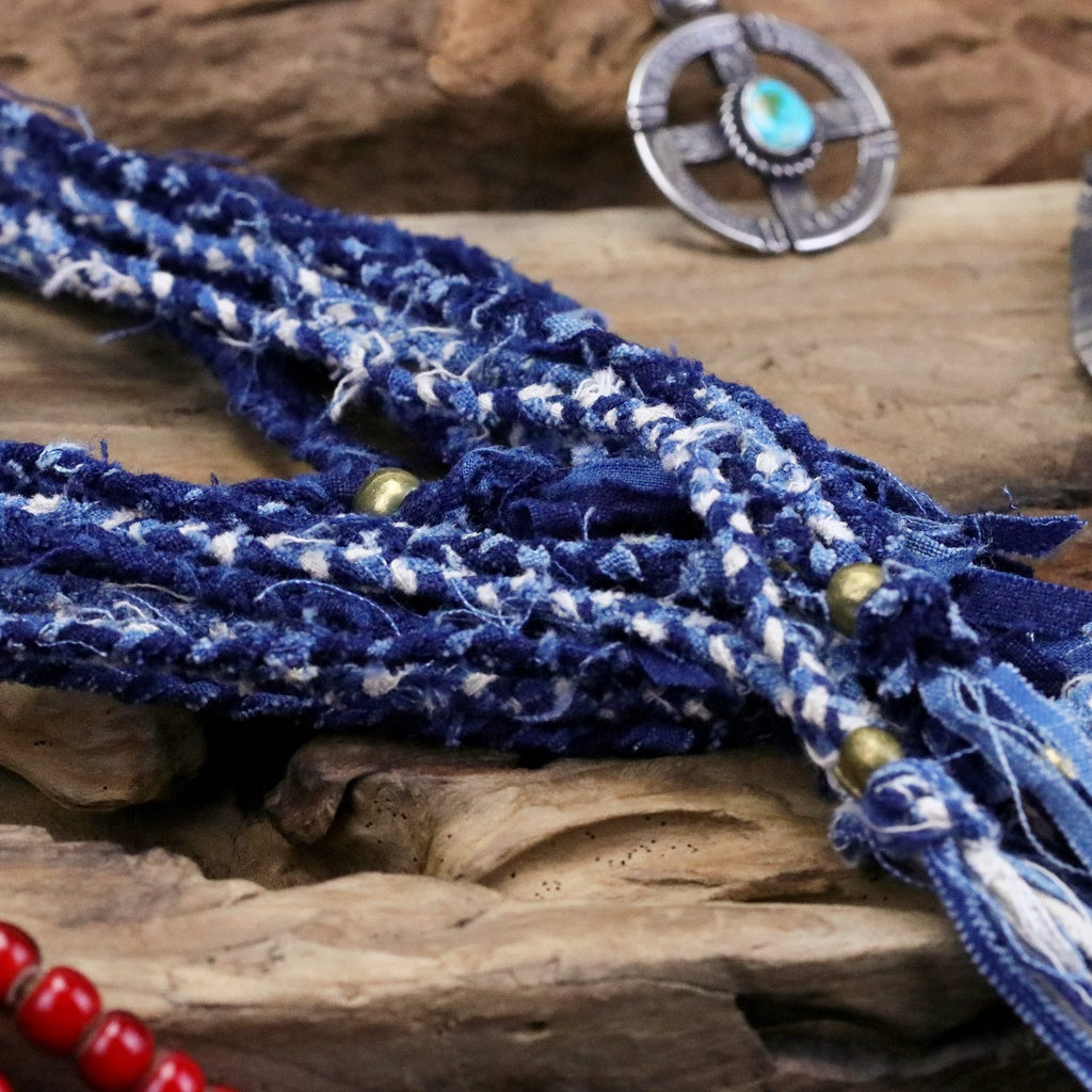 【Silver Monsters】日本Old Industrial 匠人手工編織 靛藍古布繩 正老布編繩 項鍊