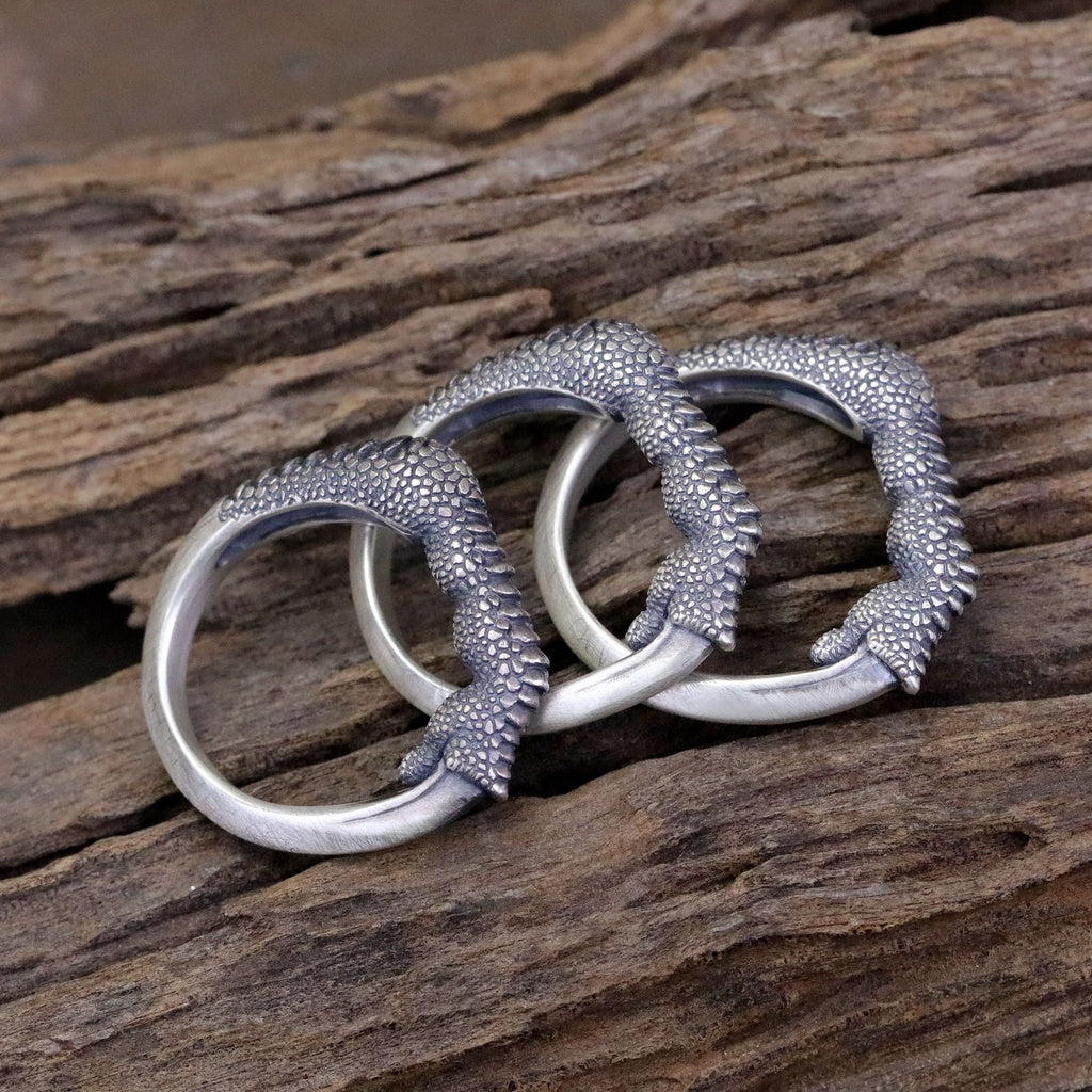 【Silver Monsters】日本雕畫雙絕 Dual Flow 手工銀飾 原創設計 細膩雕工 龍爪純銀戒指 S