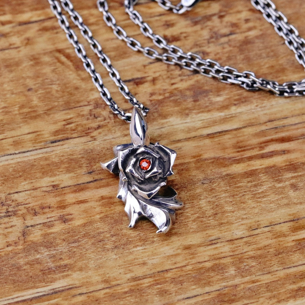 【Silver Monsters】日本Glam Scale 機甲王"EN-009 GA" 薔薇花寶石 純銀項鍊