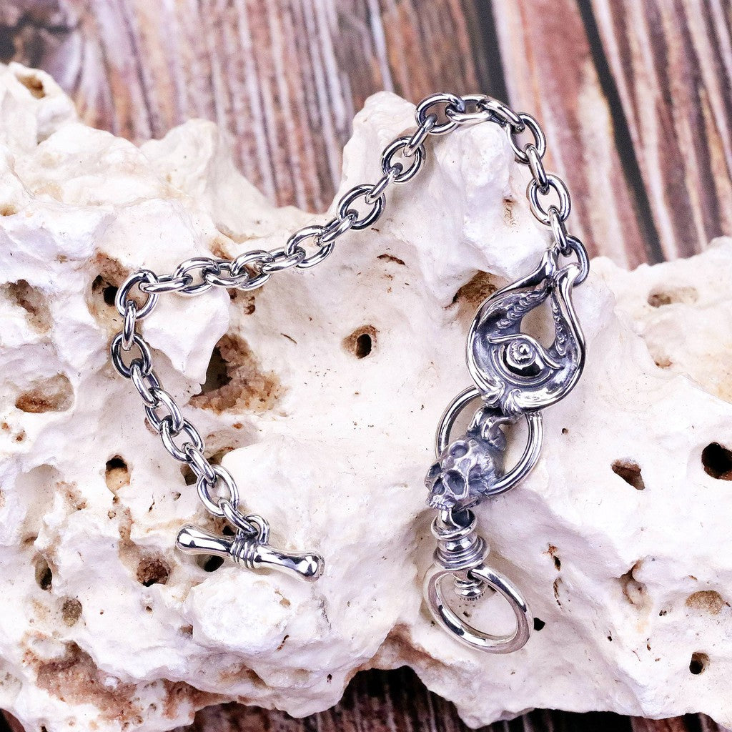 【Silver Monsters】日本新銳手作 Nil:GRAVE -烏努斯·杜奧- 骷髏獨目 純銀手鍊