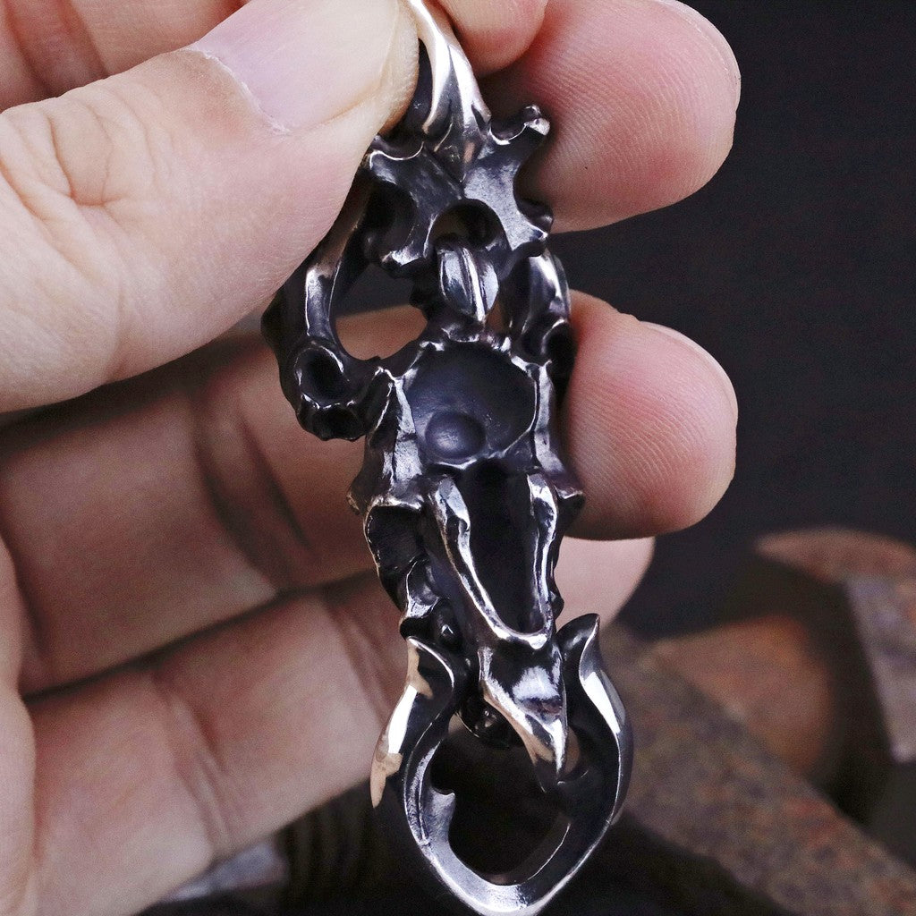 【Silver Monsters】日本前衛宗師Glam Scale 機甲王 羊角惡魔咬環 手工做舊墜飾