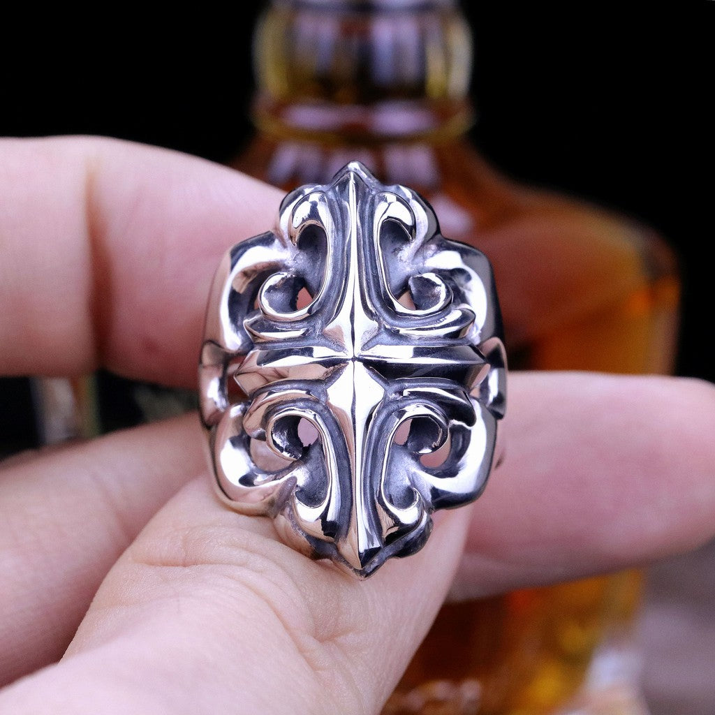 【Silver Monsters】日本一級神牌Loud Style Design -TEMPER- 經典鳶尾十字雕花戒指
