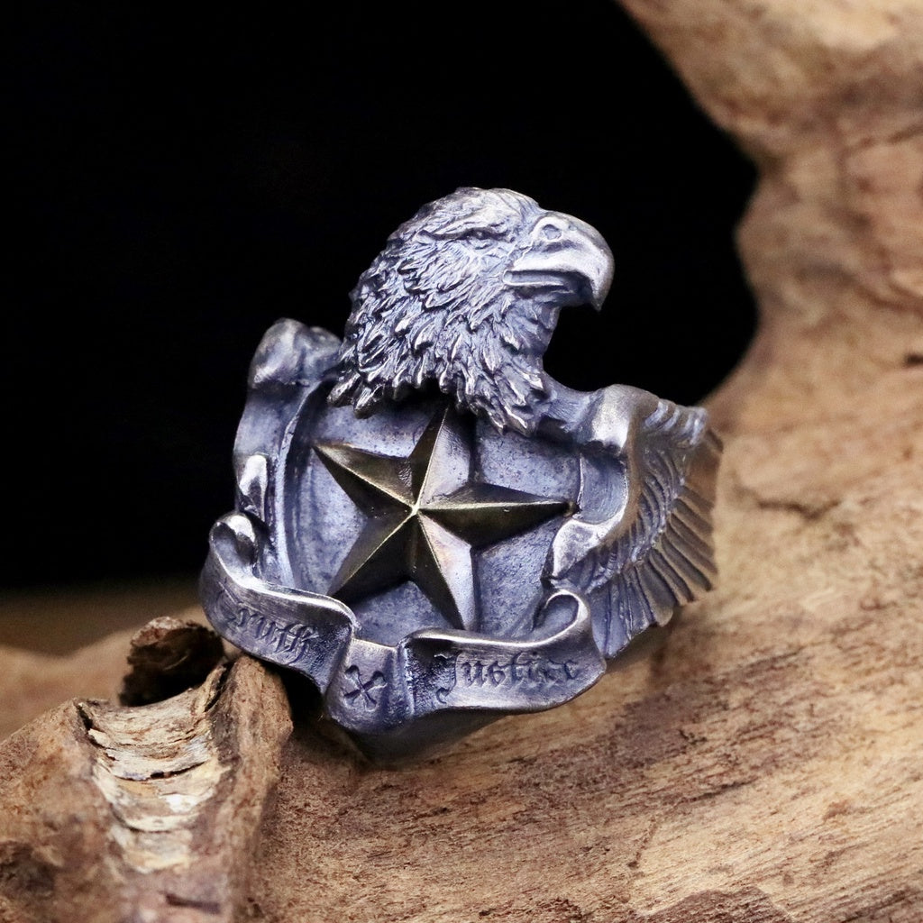 【Silver Monsters】日本一級神牌Loud Style Design 武骨狂豪 究極手雕立體巨鷹 純銀戒指