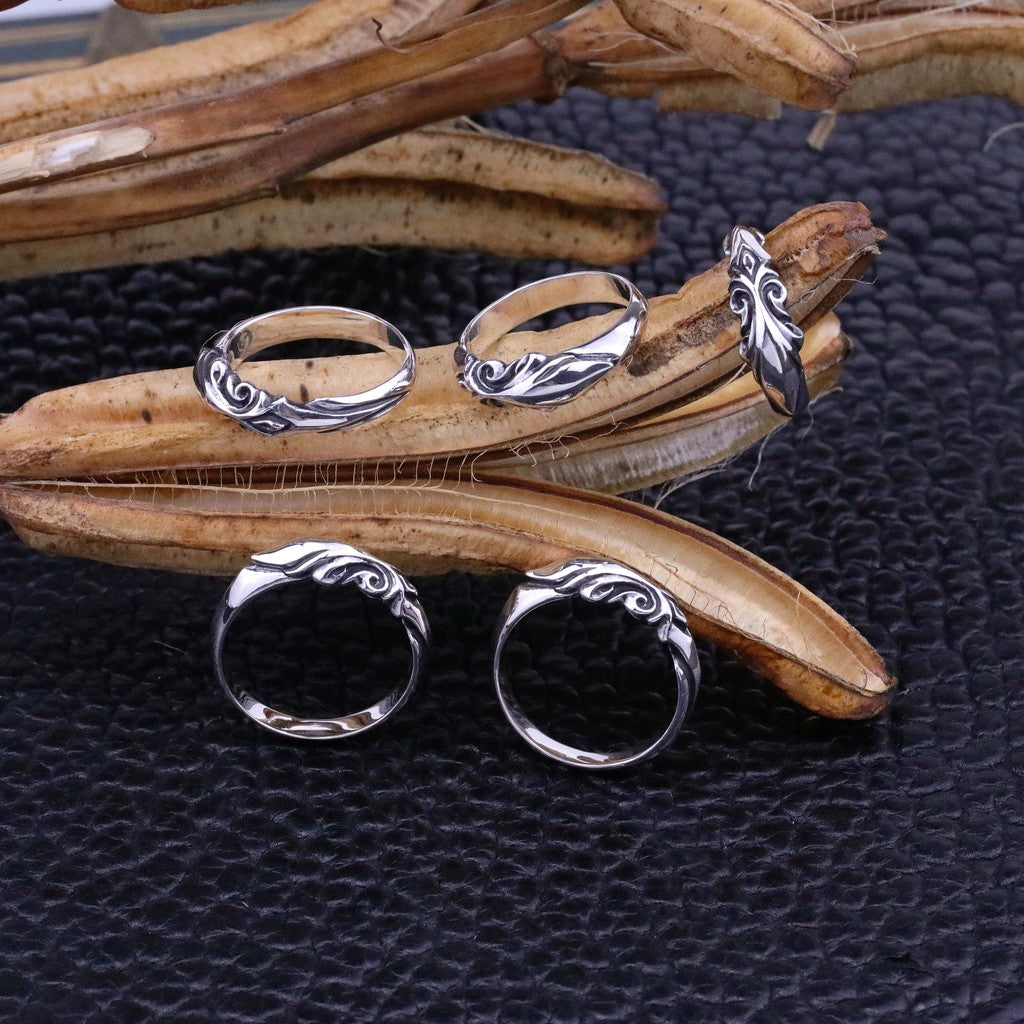 【Silver Monsters】日本 Glam Scale 機甲王 立體植物結晶雕花 純銀小戒指 銀飾