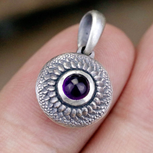 【Silver Monsters】日本雕畫雙絕 Dual Flow 細緻雕工 銜尾蛇系列 紫晶蛇鱗 純銀小吊墜