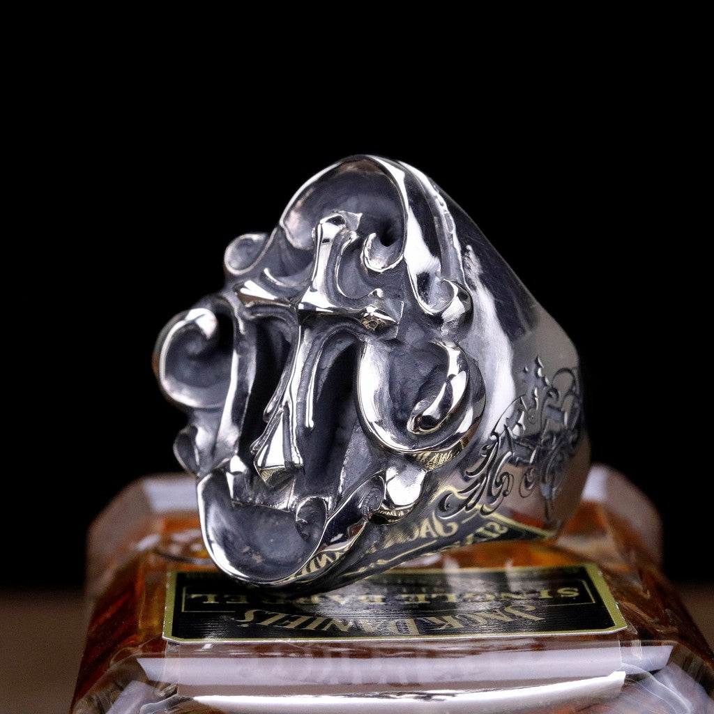 【Silver Monsters】日本一級神牌Loud Style Design 緋紅の祈禱 雕花十字純銀戒指