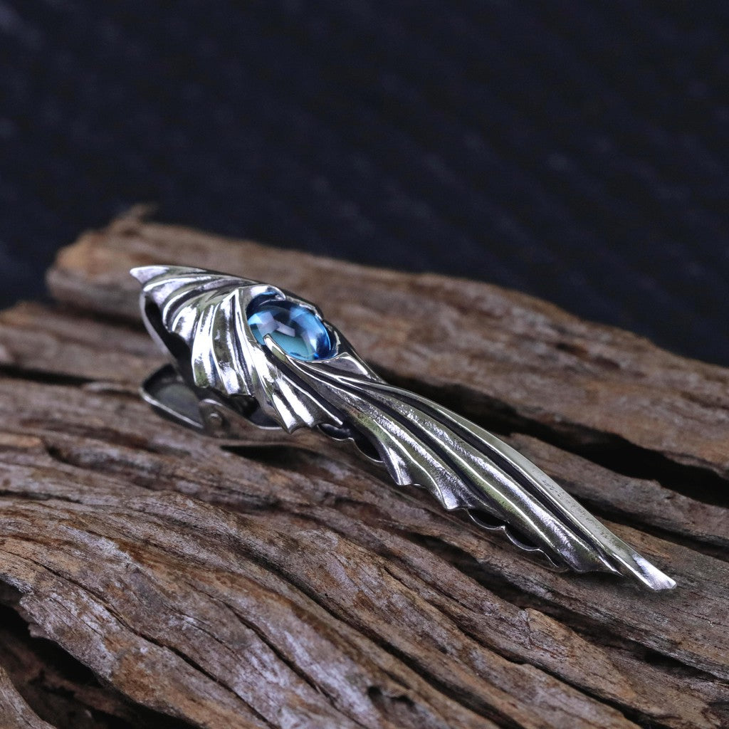 【Silver Monsters】前衛宗師日本 Glam Scale 機甲王 托帕寶石純銀領帶夾