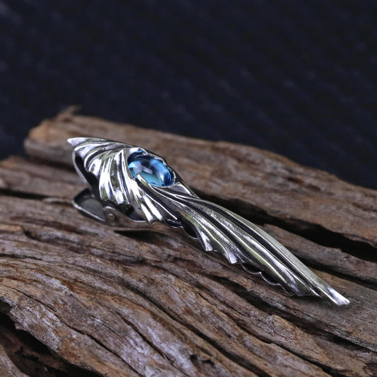 【Silver Monsters】前衛宗師日本 Glam Scale 機甲王 托帕寶石純銀領帶夾