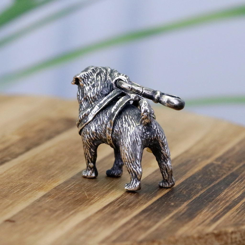 【Silver Monsters】台灣職人手作 KOPO METAL 立體精雕 純銀原創 巴哥犬背繩 純銀吊墜