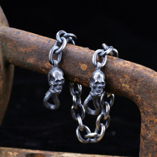 【Silver Monsters】日本一級神牌Loud Style Design 手作舊化 破壞骷髏雙勾純銀手鍊