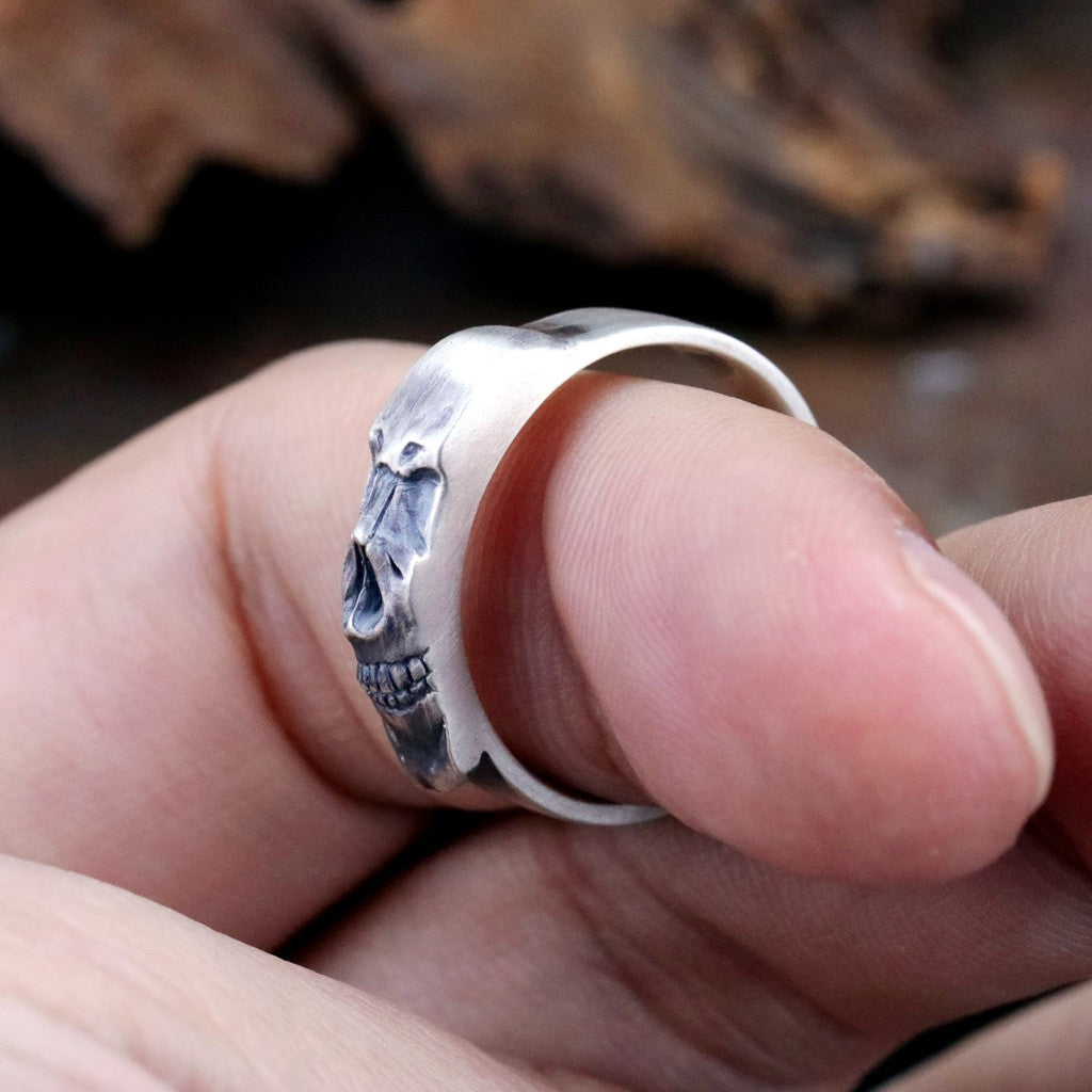 【Silver Monsters】日本雕畫雙絕 Dual Flow 杉山手作 細緻雕工 壓縮切削純銀骷髏戒