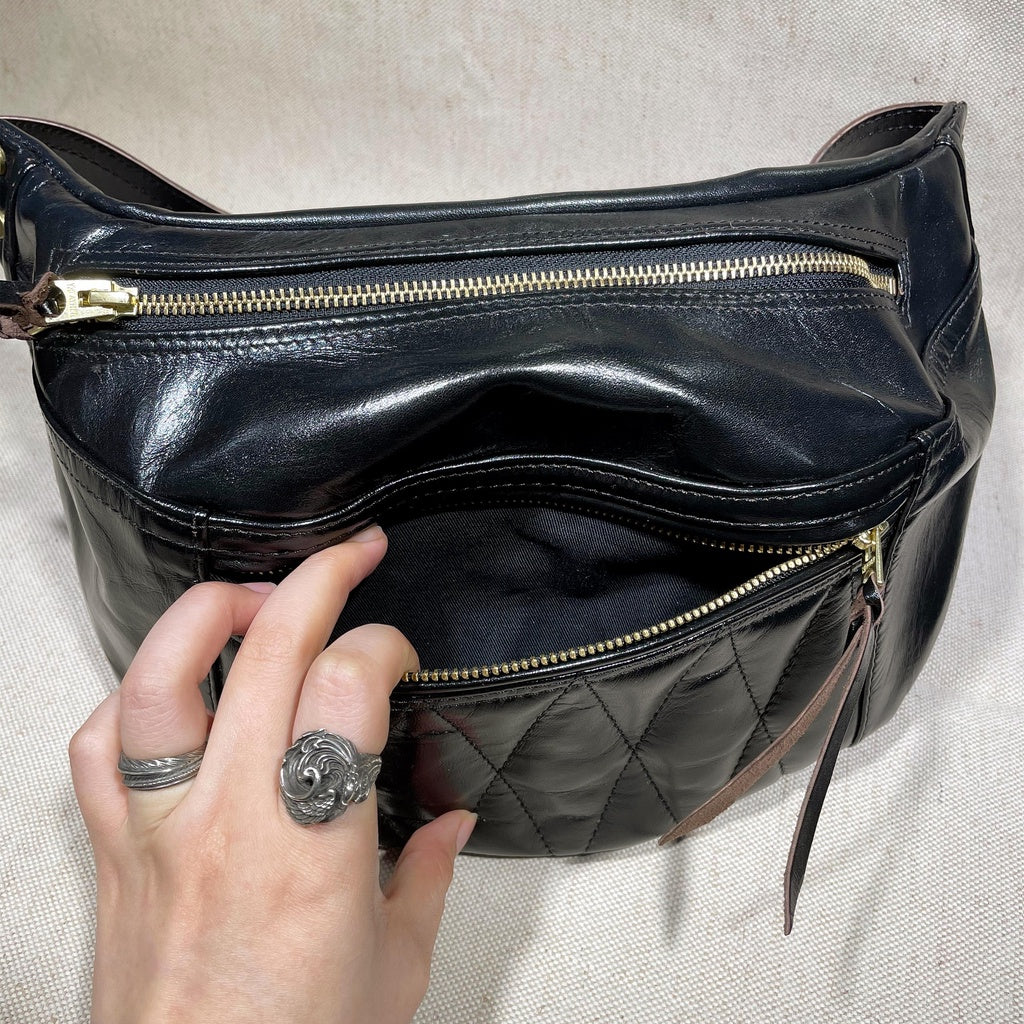 【Silver Monsters】日本大廠 Y'2 Leather 茶芯馬皮菱格紋 機車包 腰包 胸包