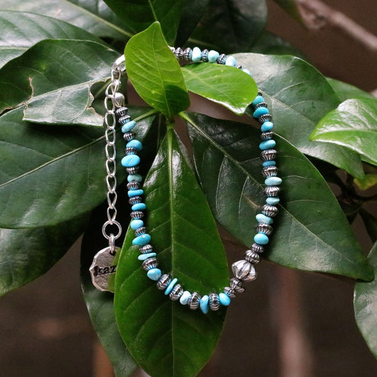 【Silver Monsters】日本手作Kazoo 美國Sleeping Beauty 湛藍松石 銀貝手鍊