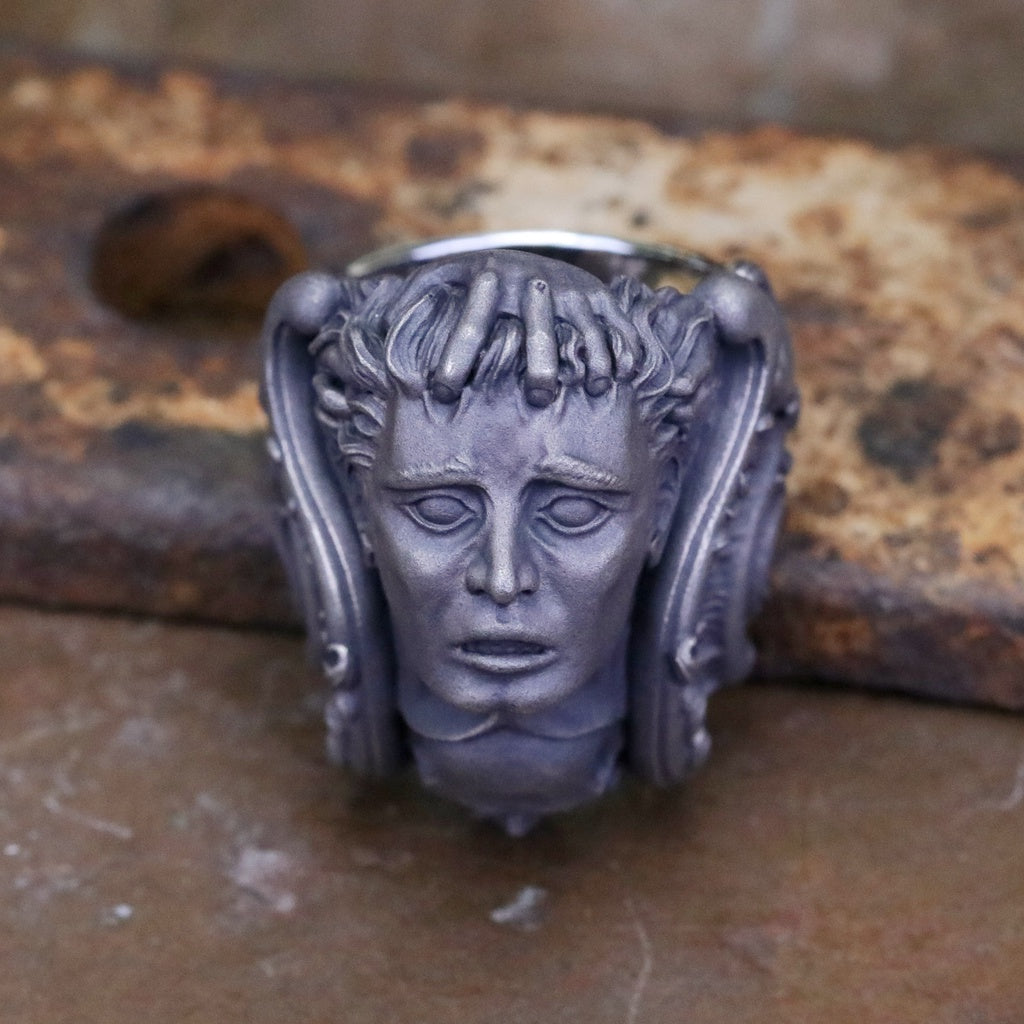 【Silver Monsters】日本暗系古典狂潮 Superbia 死之華 原創手做 舊化噴砂 純銀戒指