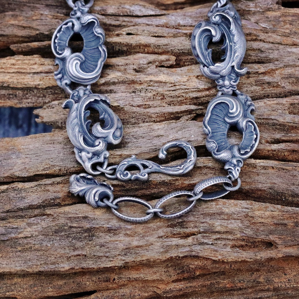 【Silver Monsters】日本暗系古典狂潮 Superbia 雕塑2 做舊噴砂 純銀手鍊