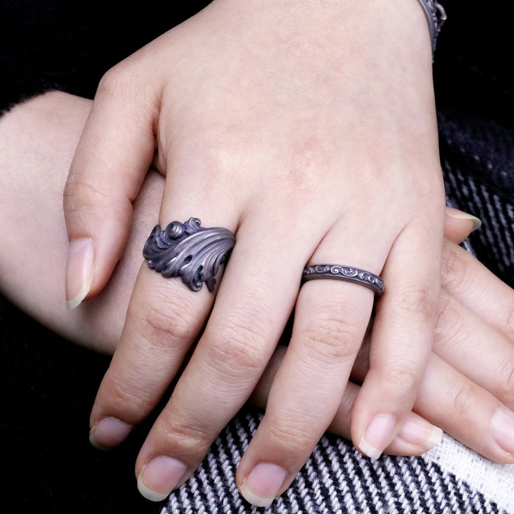 【Silver Monsters】日本暗系古典狂潮 Superbia  洛可可5 火熱暢銷 古典唐草 純銀戒指