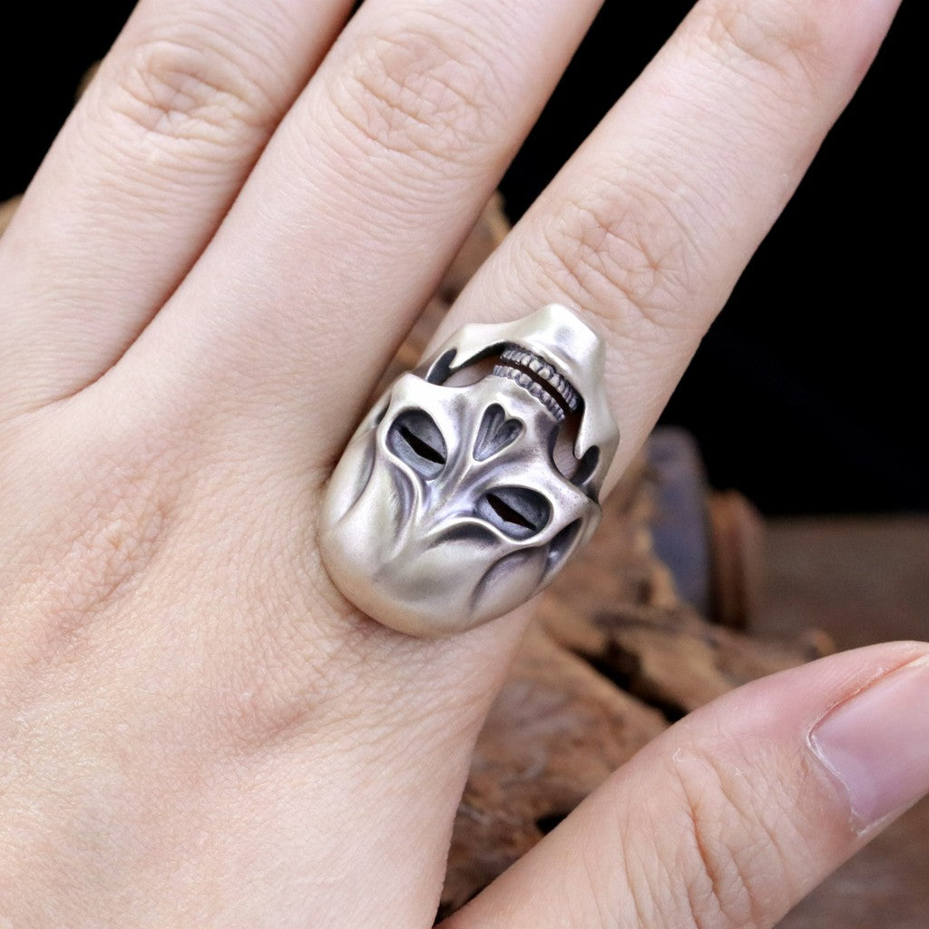 日本雕畫雙絕 Dual Flow 細緻雕工 遠哭近笑"表裏" 戒指