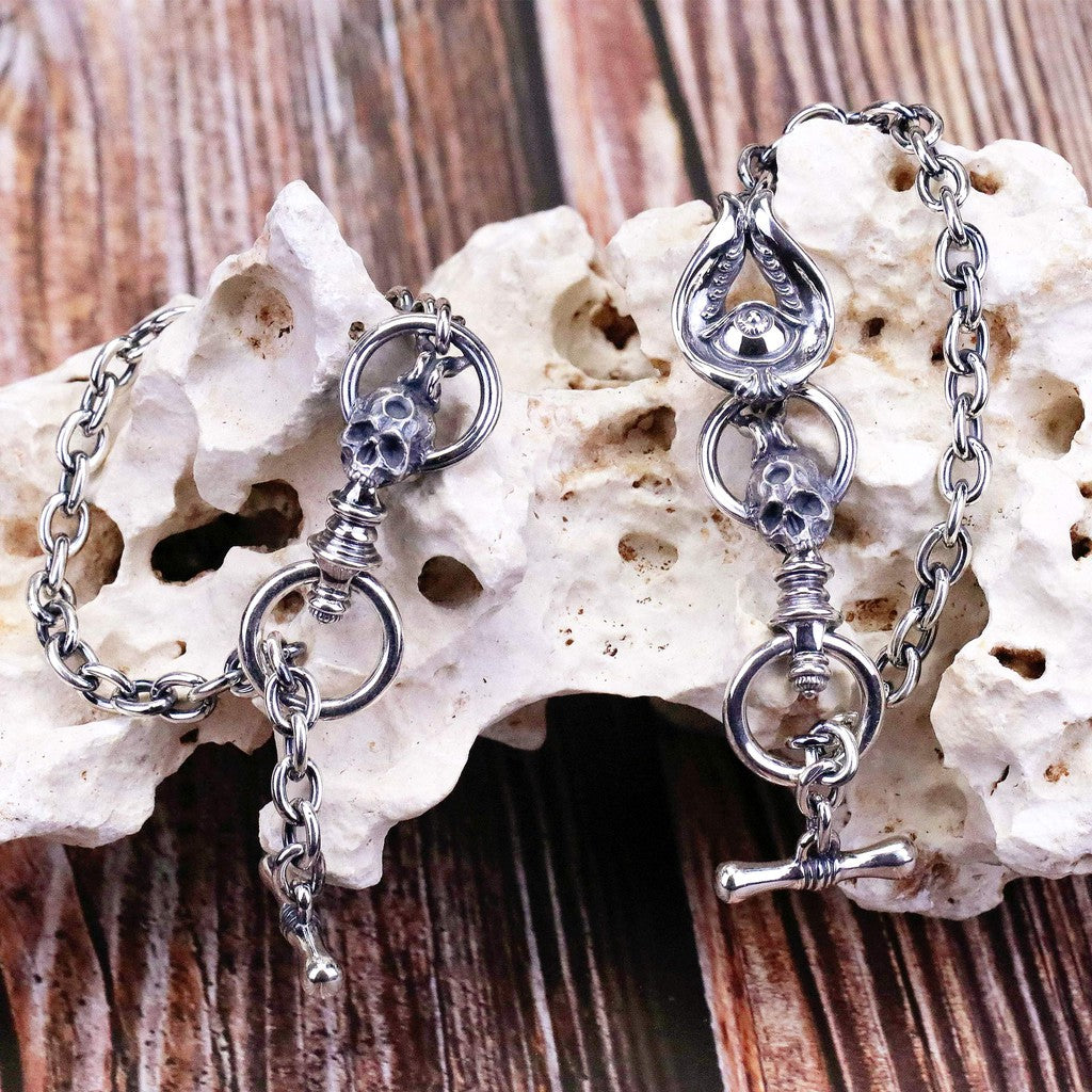 【Silver Monsters】日本新銳手作 Nil:GRAVE -烏努斯·杜奧- 骷髏獨目 純銀手鍊