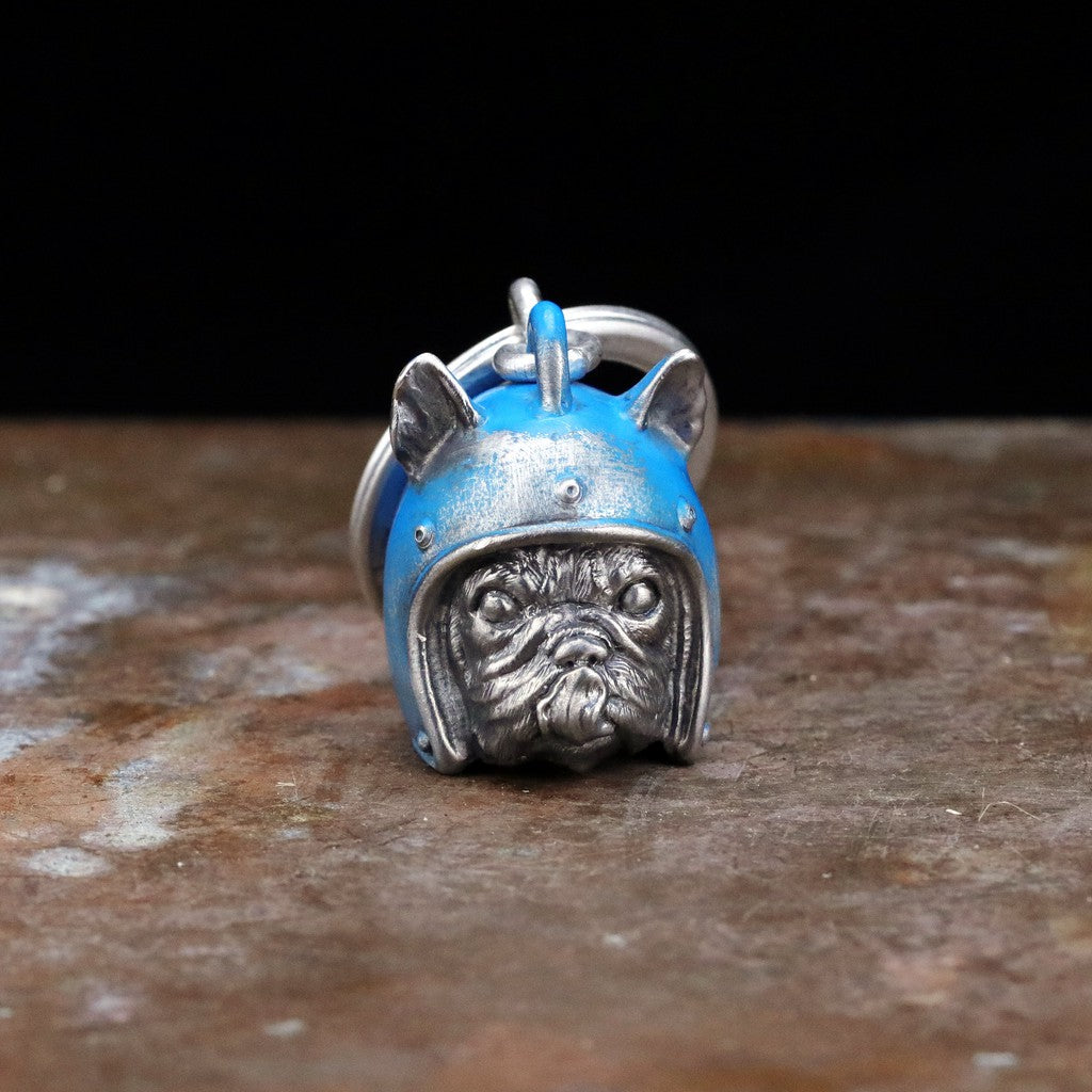 【Silver Monsters】台灣職人手作 KOPO METAL 動物安全帽鑰匙圈有耳朵 法鬥