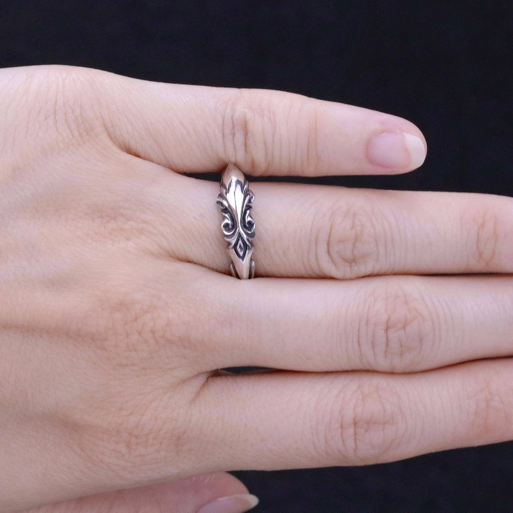 【Silver Monsters】日本 Glam Scale 機甲王 立體植物結晶雕花 純銀小戒指 銀飾