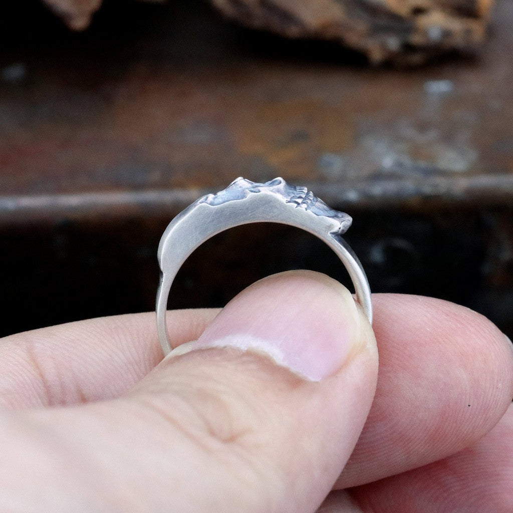 【Silver Monsters】日本雕畫雙絕 Dual Flow 杉山手作 細緻雕工 壓縮切削純銀骷髏戒