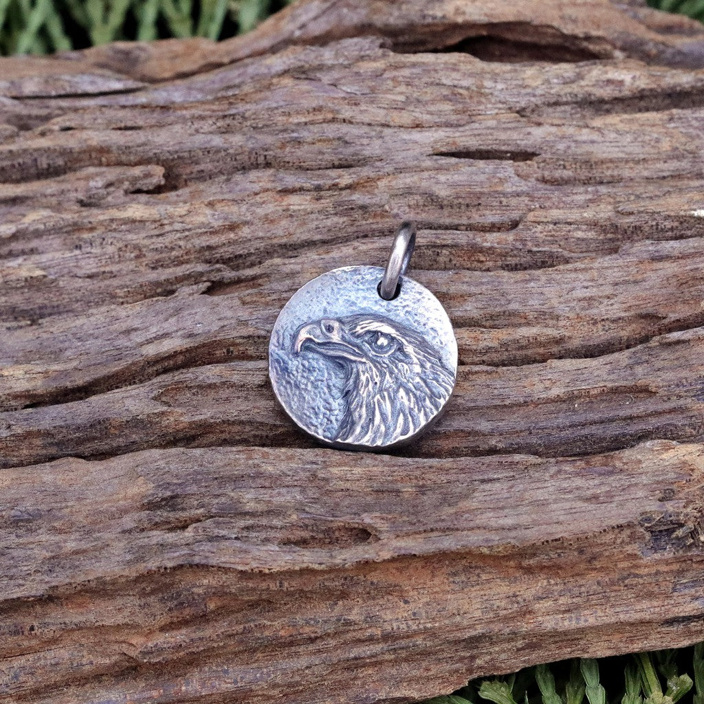 【Silver Monsters】台灣職人手作KOPO METAL 鍛打面 立體老鷹 銀牌 項鍊 吊墜M號