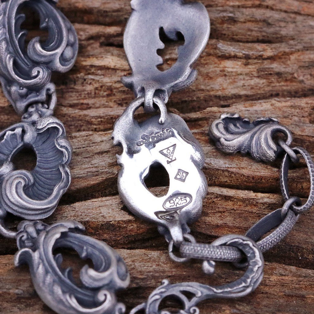 【Silver Monsters】日本暗系古典狂潮 Superbia 雕塑2 做舊噴砂 純銀手鍊