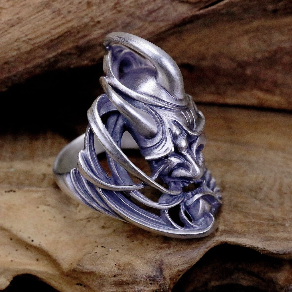 【Silver Monsters】日本雕畫雙絕 Dual Flow 原創設計 暴風流紋般若 925銀 精雕純銀戒指