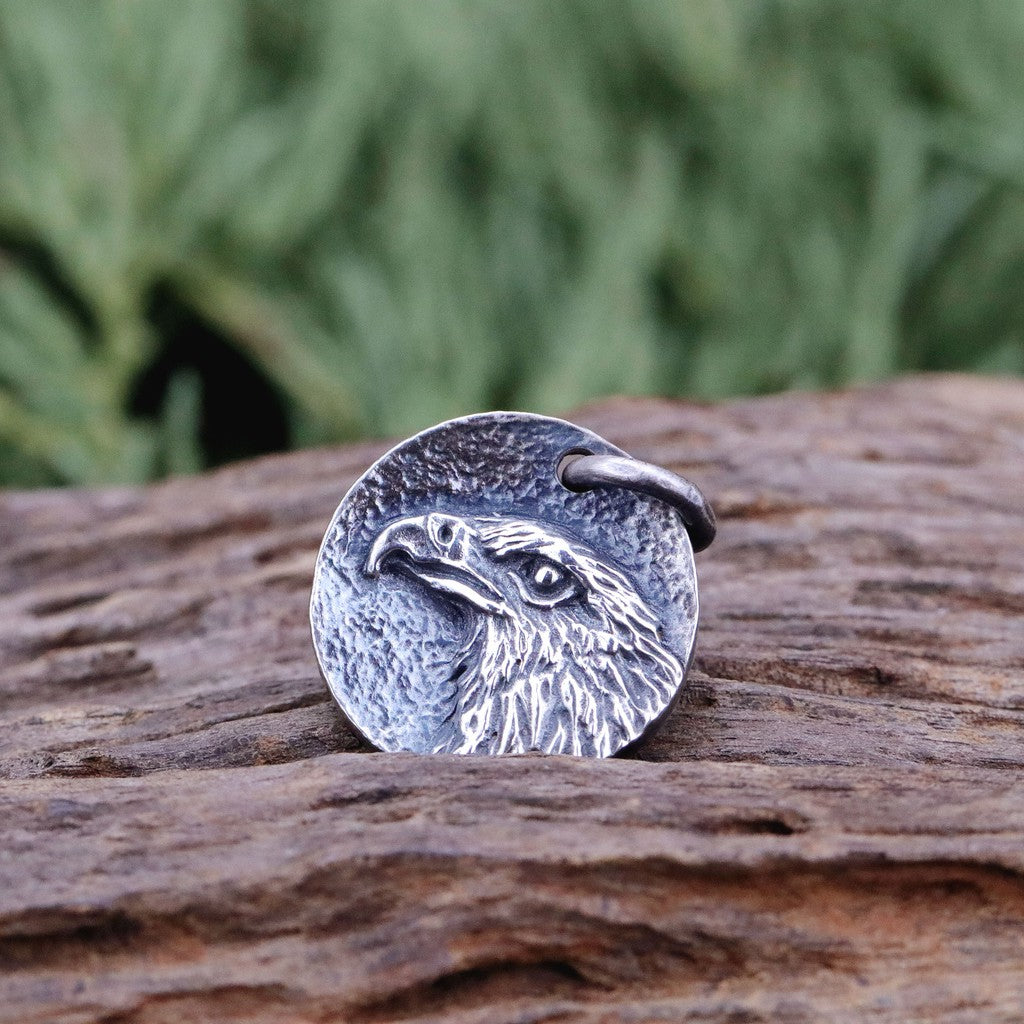 【Silver Monsters】台灣職人手作KOPO METAL 鍛打面 立體老鷹 銀牌 項鍊 吊墜M號