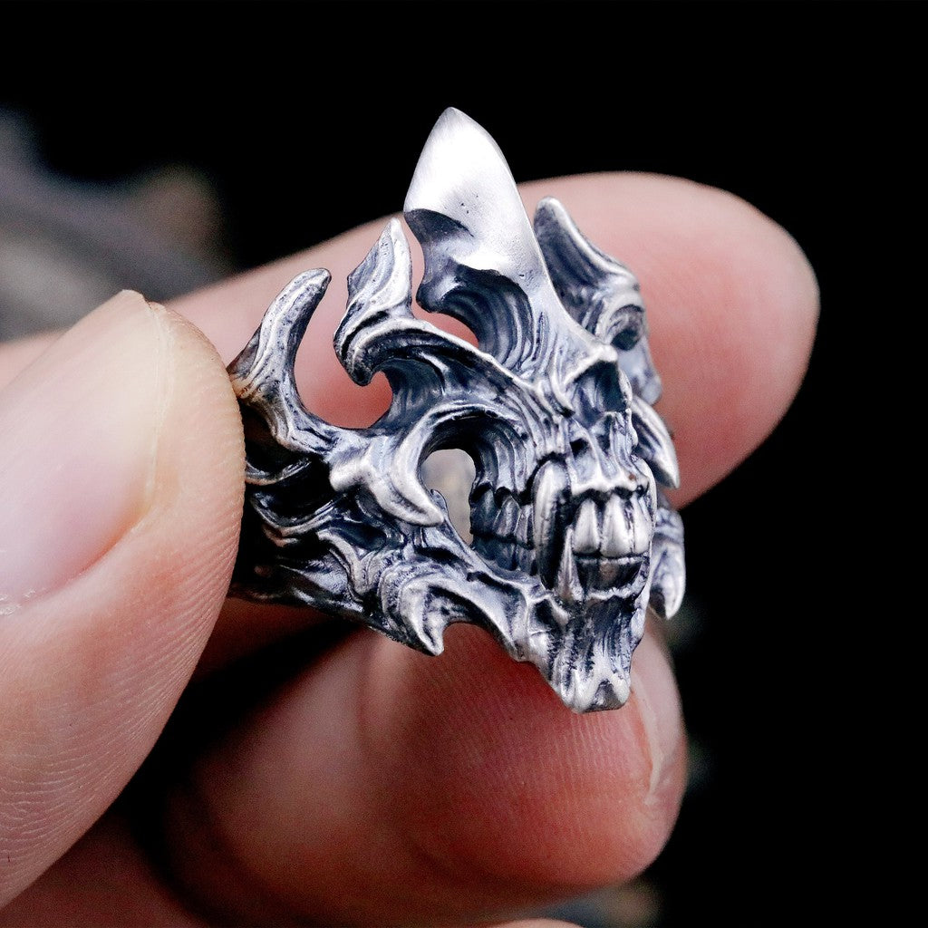 【Silver Monsters】日本殿堂級Strange Freak Designs 無目盲獸骷髏 純銀戒指 M號