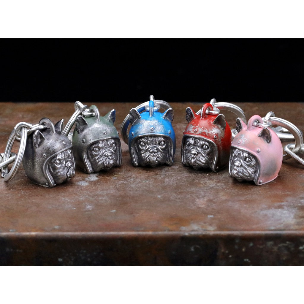 【Silver Monsters】台灣職人手作 KOPO METAL 動物安全帽鑰匙圈有耳朵 法鬥