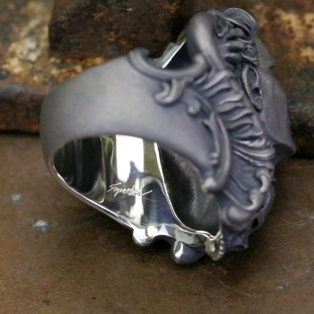 【Silver Monsters】日本暗系古典狂潮 Superbia 死之華 原創手做 舊化噴砂 純銀戒指