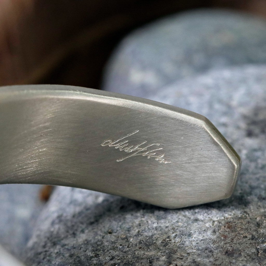 【Silver Monsters】日本雕畫雙絕 Dual Flow 2020手作原創新品 "流紋羽毛" 純銀手環 M