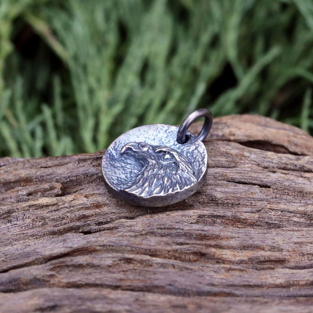 【Silver Monsters】台灣職人手作KOPO METAL 鍛打面 立體老鷹 銀牌 項鍊 吊墜M號