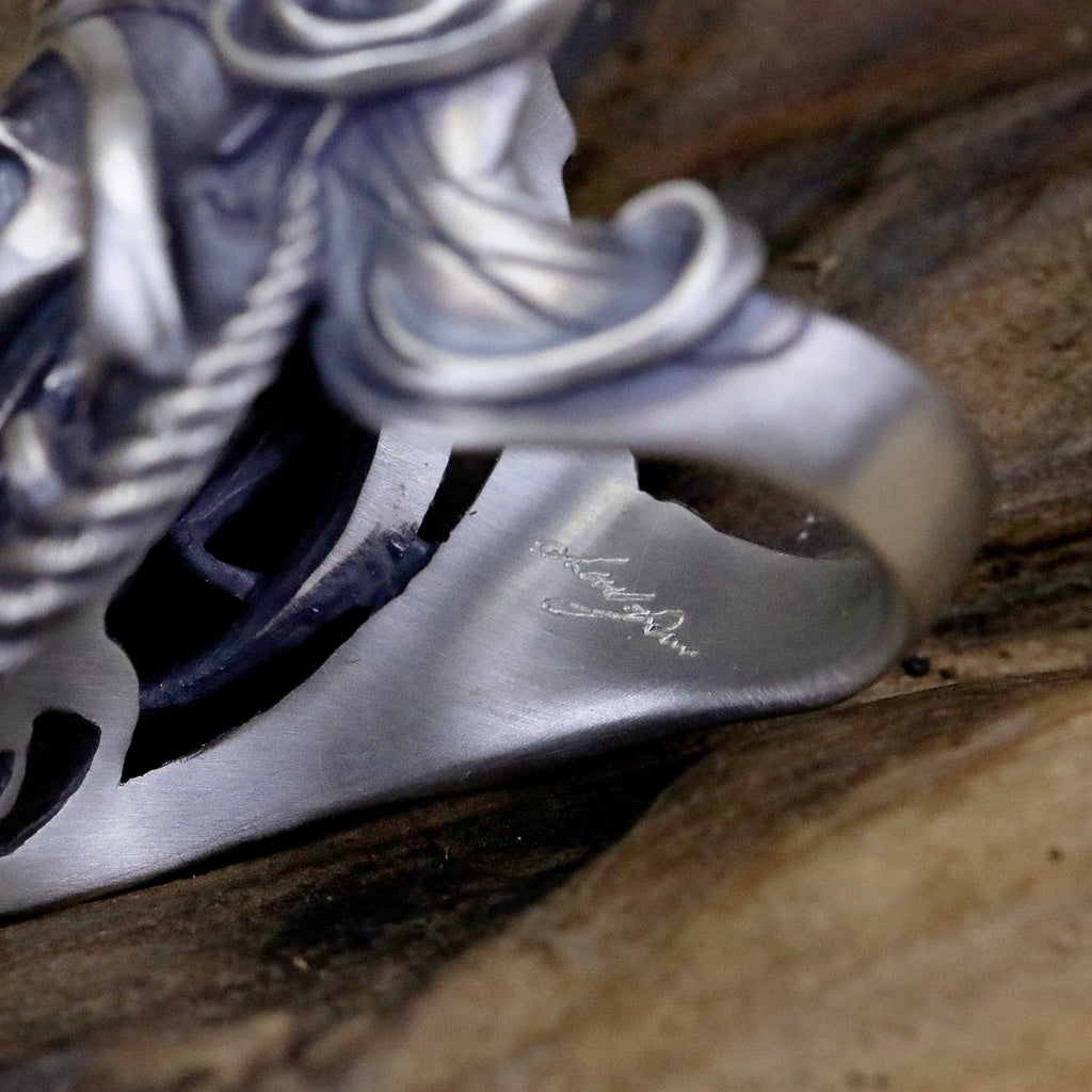 【Silver Monsters】日本雕畫雙絕 Dual Flow 原創設計 暴風流紋般若 925銀 精雕純銀戒指