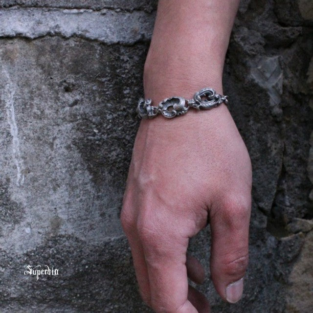 【Silver Monsters】日本暗系古典狂潮 Superbia 雕塑2 做舊噴砂 純銀手鍊