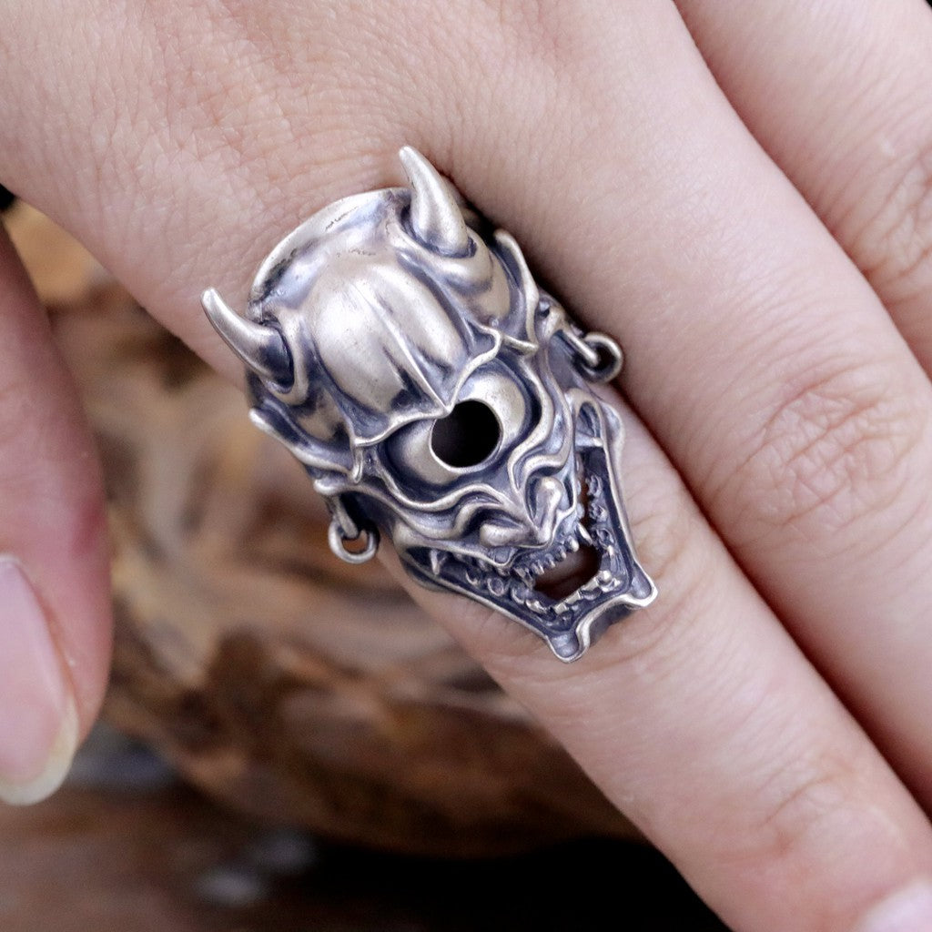 【Silver Monsters】日本雕畫雙絕 Dual Flow 細緻雕工 獨目般若 "眼力" 戒指