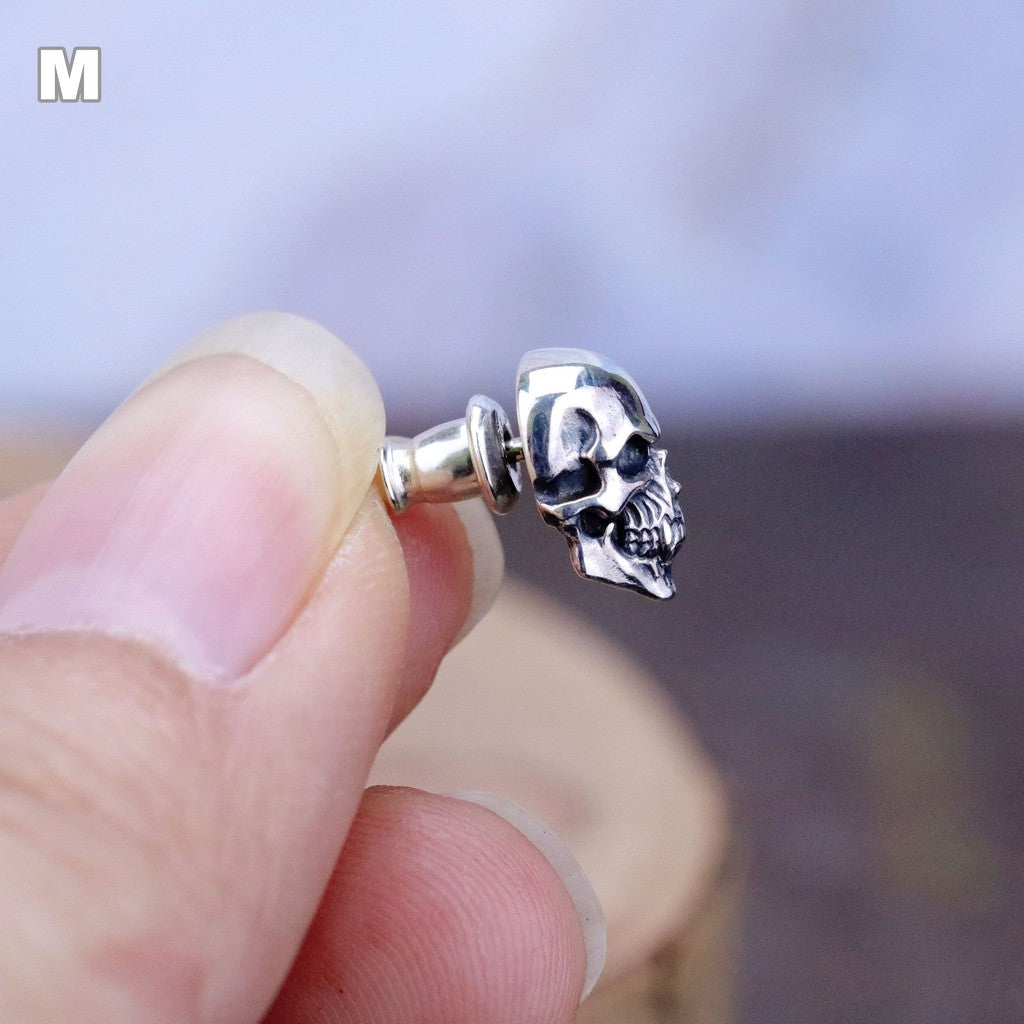 【Silver Monsters】日本Strange Freak Designs 精雕骷髏頭 純銀耳環 純銀耳針