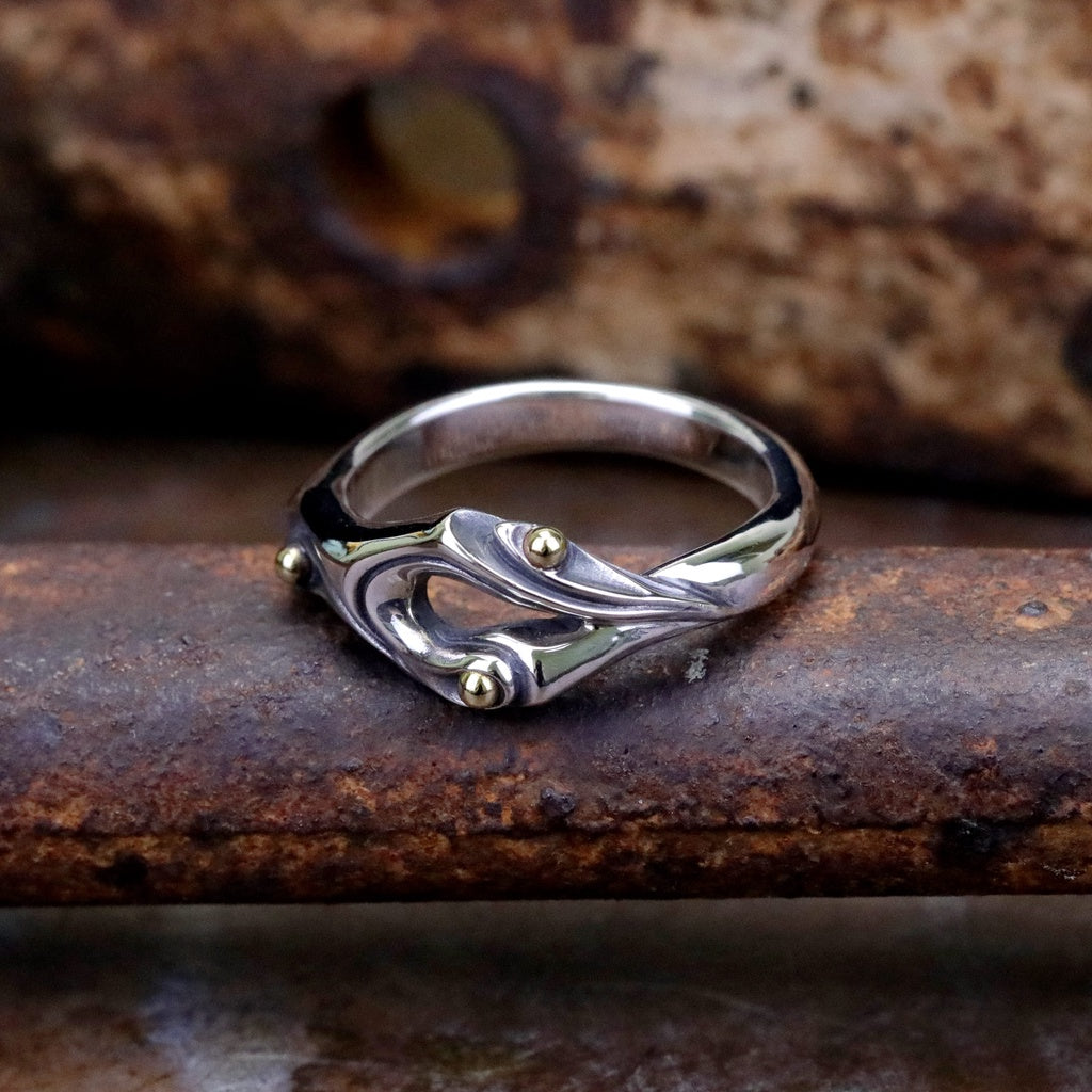 【Silver Monsters】日本手作 曲線異形 Ability Normal VR-48 銀銅鑲嵌 原創銀飾戒指