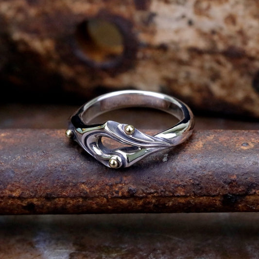 【Silver Monsters】日本手作 曲線異形 Ability Normal VR-48 銀銅鑲嵌 原創銀飾戒指