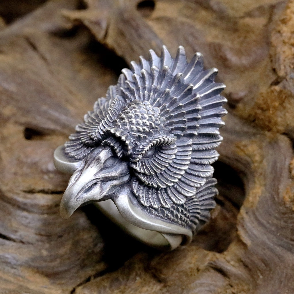 【Silver Monsters】日本雕畫雙絕 Dual Flow 原創設計 手作雙極鳳首 純銀戒指