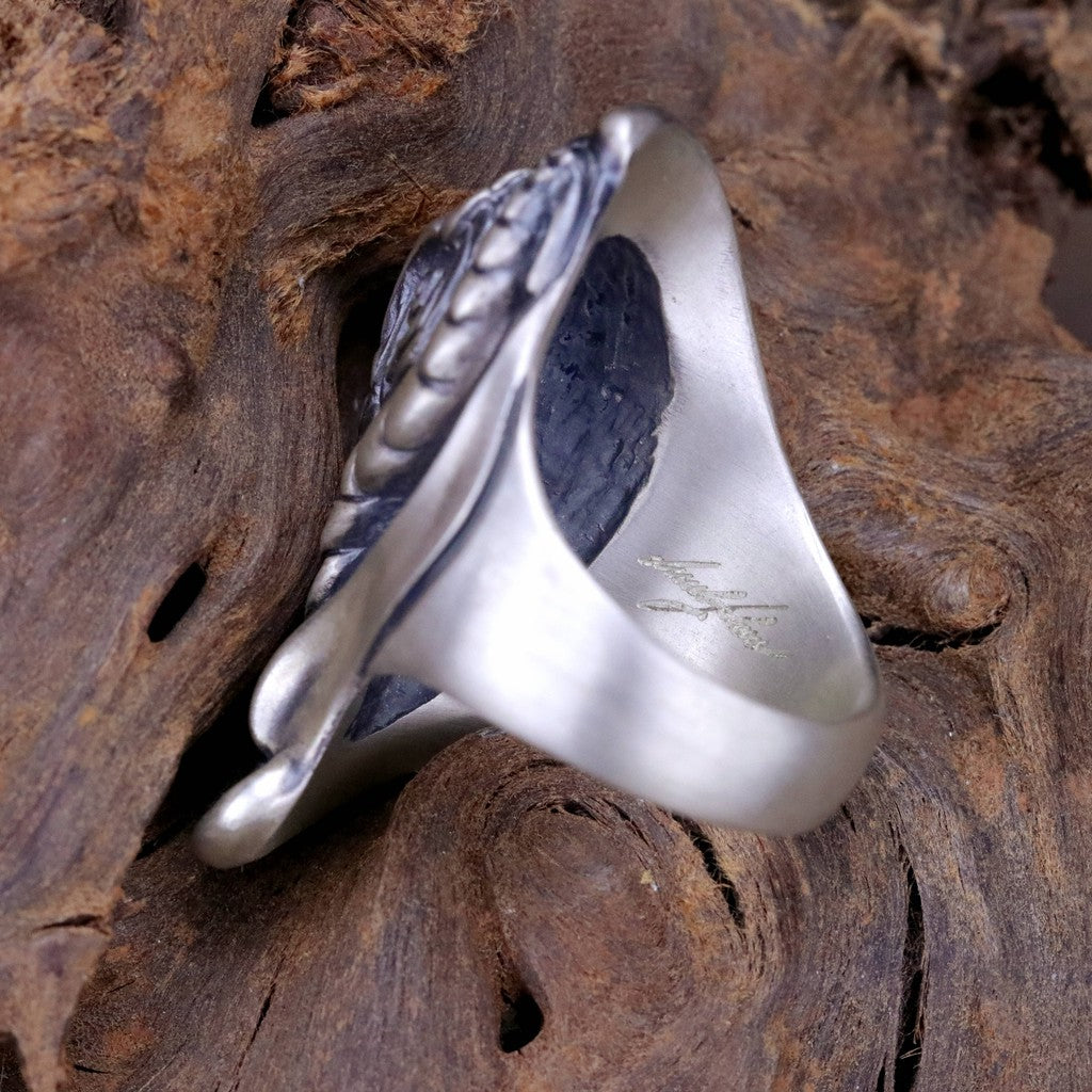 【Silver Monsters】展示出清 日本雕畫雙絕 Dual Flow 細緻雕工 "大蛇" 手作啞光霧面純銀戒指