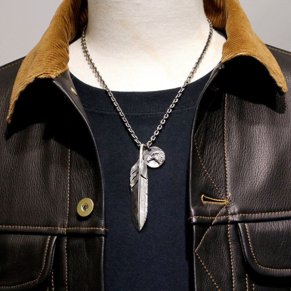 【Silver Monsters】台灣職人手作KOPO METAL 鍛打面 立體老鷹 銀牌 項鍊 吊墜M號