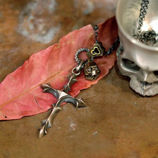 【Silver Monsters】日本一級神牌Loud Style Design 銀十字銅骷髏項鍊 (含鍊)