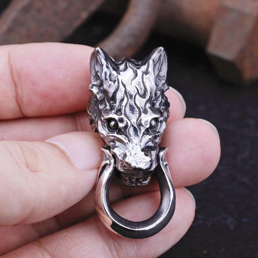 【Silver Monsters】日本前衛宗師 Glam Scale 機甲王 荒岩戰狼咬環 超實心 純銀吊墜