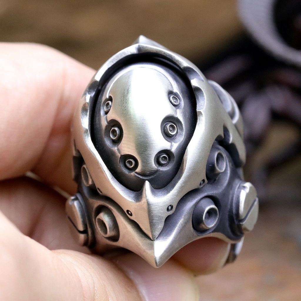 【Silver Monsters】前衛宗師 日本Glam Scale 機甲王 極重磅 六眼使徒 機甲純銀戒指